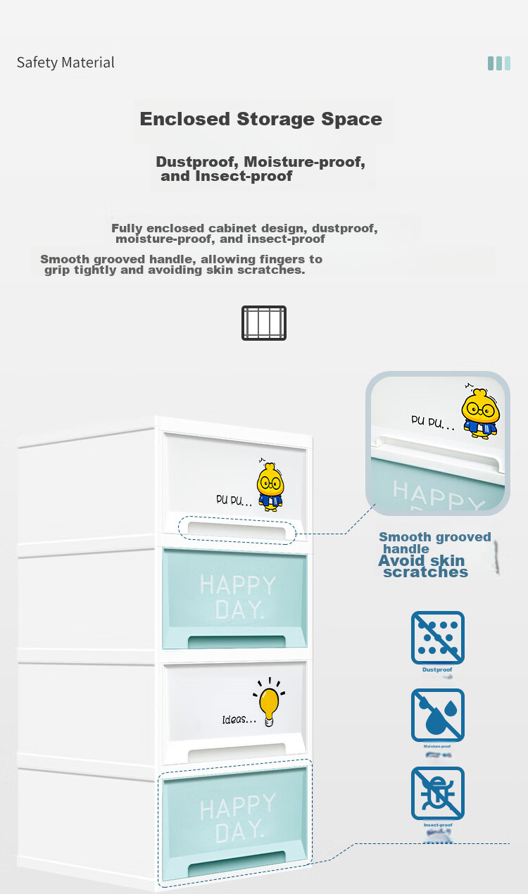 Xitianlong, No-Installation Storage Cabinet, Simple Wardrobe, Bedside Table, Children's Snack And Toy Storage Cabinet, 4-Tier Bird-Shaped Desig 13