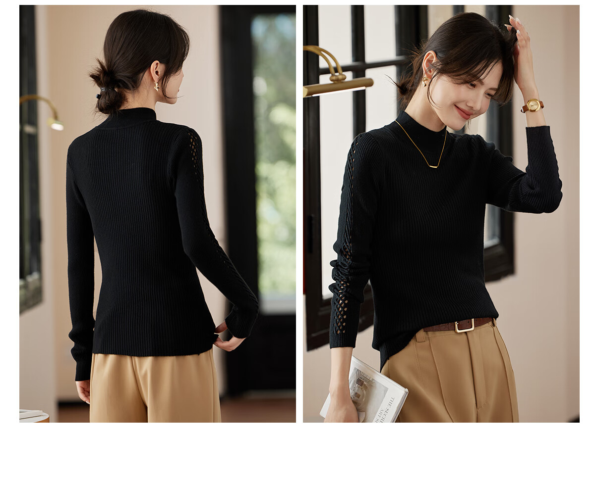 She Enjoy Women's Knitwear Half-Zip Reversible Casual Pullover Sweater T53Z053 22
