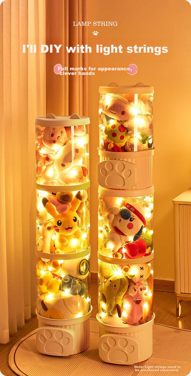 JEKO&JEKO Doll Storage Box, Plush Toy Organizer, Tall Transparent Dustproof Storage Solution, Figurine Display Case, 77cm 8