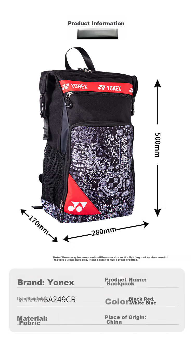 YONEX Badminton Bag, Multifunctional Fashion Sports Trendy Backpack, BA249CR, White And Blue Color 9