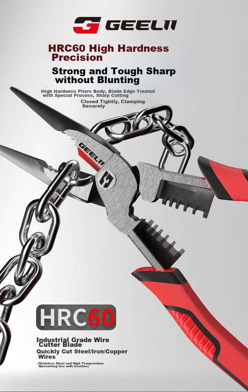 GeeLii 9-Inch Diagonal Cutting Pliers, Multi-Functional Pliers, Wire Stripping Pliers, Side-Cutting Pliers, Wire Cutting Pliers, Electrician's Scissors, Diagonal Pliers 65061 22
