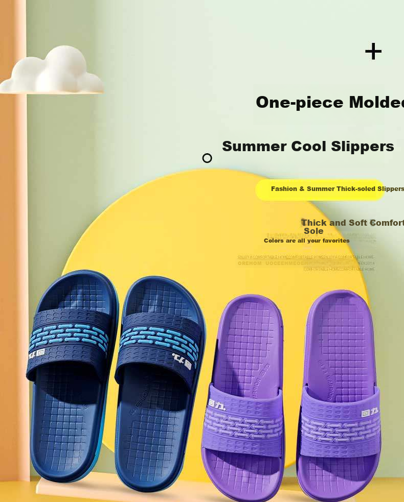 Huili Solid Color Simple Couple Slippers, Bathroom Indoor And Outdoor Fashionable Wear-Resistant Soft-Soled Outdoor Beach Sandals, Men's Style HL01801, Blue, Size 41 1