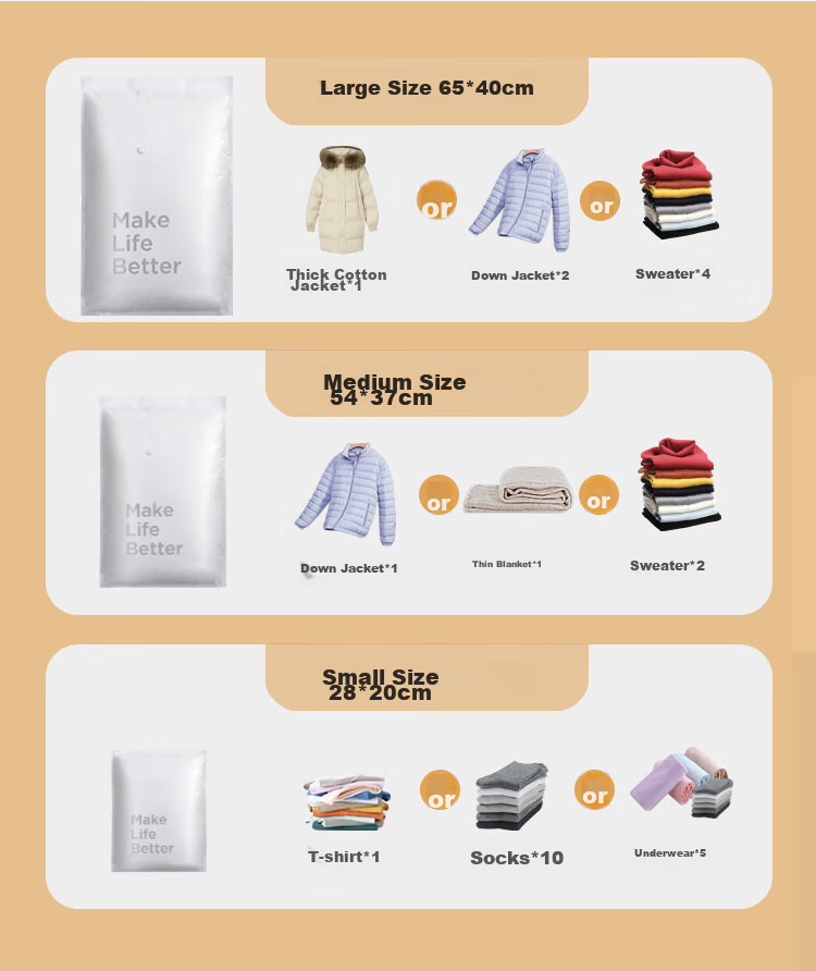 JD Original Pilot Vacuum Storage Bags Travel Packing Compression Bags 6-Piece Set [With Wireless Pump] Compatible with Suitcases 4