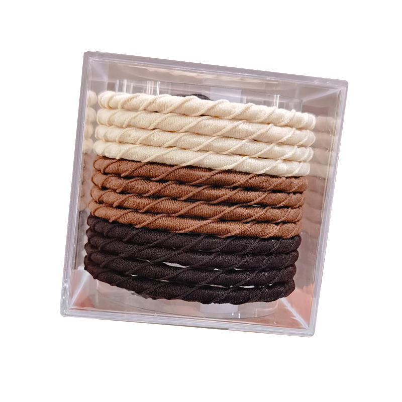 Chense Hair Ties [15 Pieces], Elastic Bands, Hair Rings, High-Elasticity Rubber Bands, Hair Ties, Spiral Brown And Coffee Color