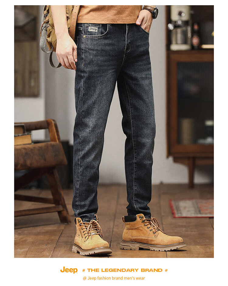 JEEP Men's Jeans, Spring And Autumn Straight-Leg Loose Casual Pants, Versatile Long Trousers for Men, Blue, Size 30 2