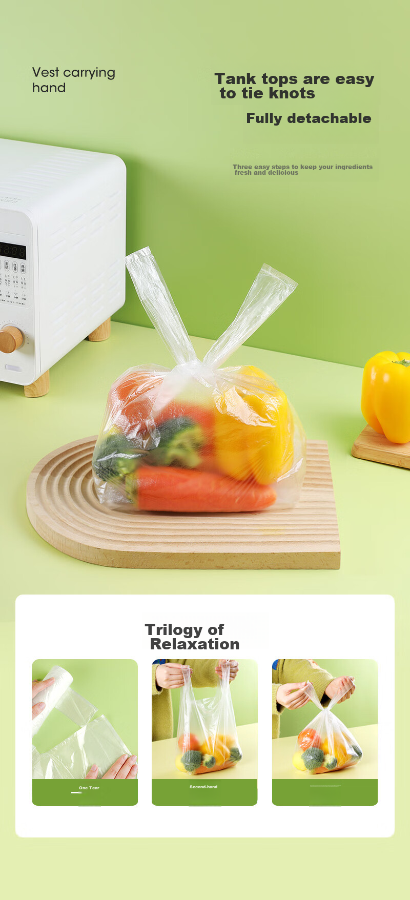 MARYYA Disposable Food-Grade Storage Bags, Large Size 80 Pieces, 40x50cm Plastic Bags, Thickened, for Vegetable Refrigeratio 7