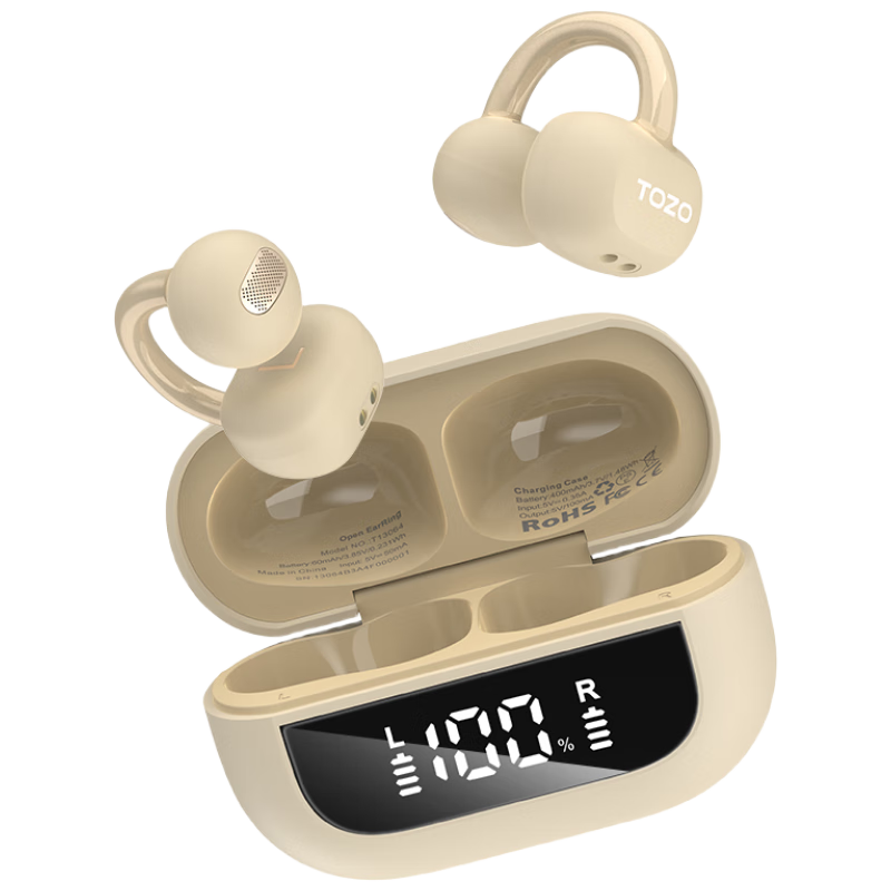 TOZO Open-Ear Headphones, Wireless Bluetooth Earphones for Running And Sports, AI Smart Translation, New Model Open Ear Ring Compatible with Apple, Huawei, Xiaomi