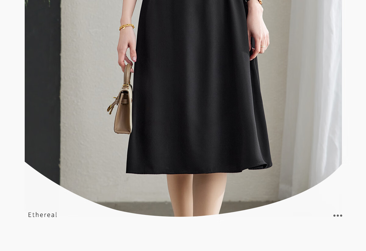 YUZHAOLIN Colorblock Short Sleeve Dress Women Waist Slim Elegant Fashion Lapel Little Black Dress (with Belt) Y52Q038 2