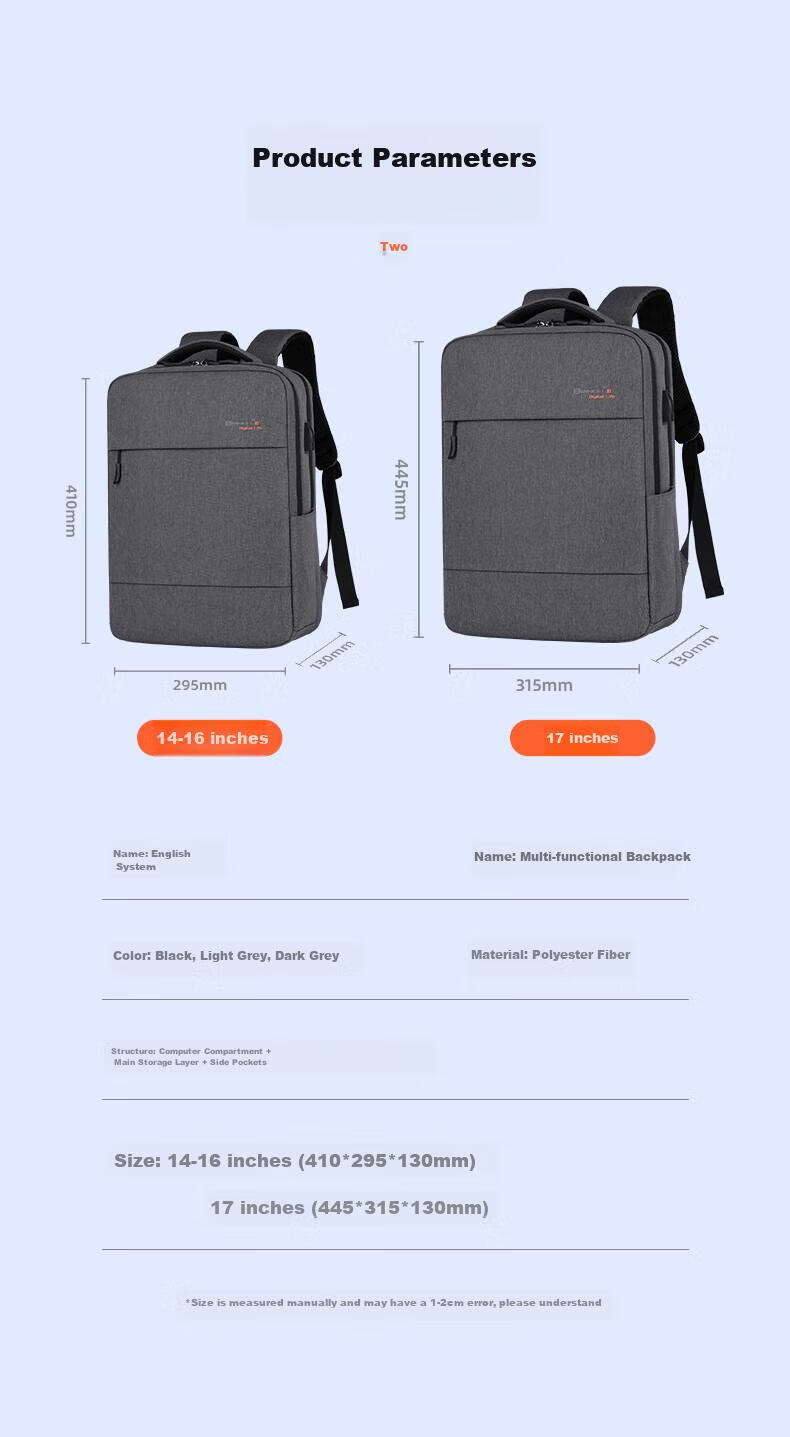BRINCH Laptop Backpack 17.3 Inch Business Travel Bag Suitable for Apple Huawei Notebooks 12