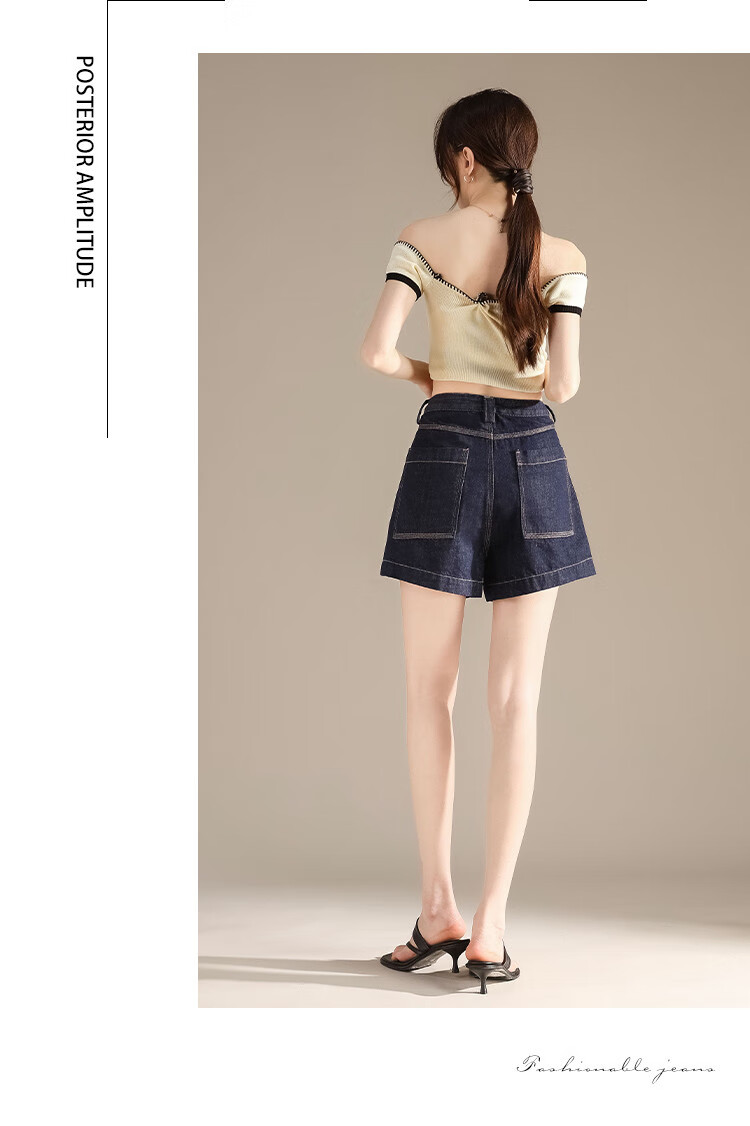 RAIN.CUN High-Waisted Slimming Denim Shorts for Women, 2024 Summer Loose Versatile A-Line Wide-Leg Pants, Hot Pants 8