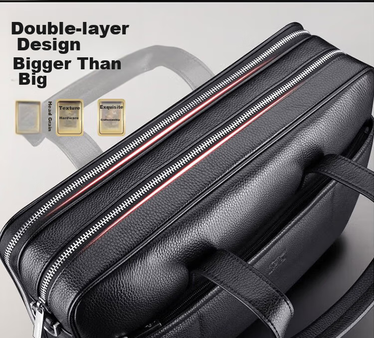 SEPTWOLVES Briefcase for Men, Top-Grain Leather Business Shoulder Crossbody Large Capacity 15.6-Inch Laptop Handbag, Holiday Gift 5