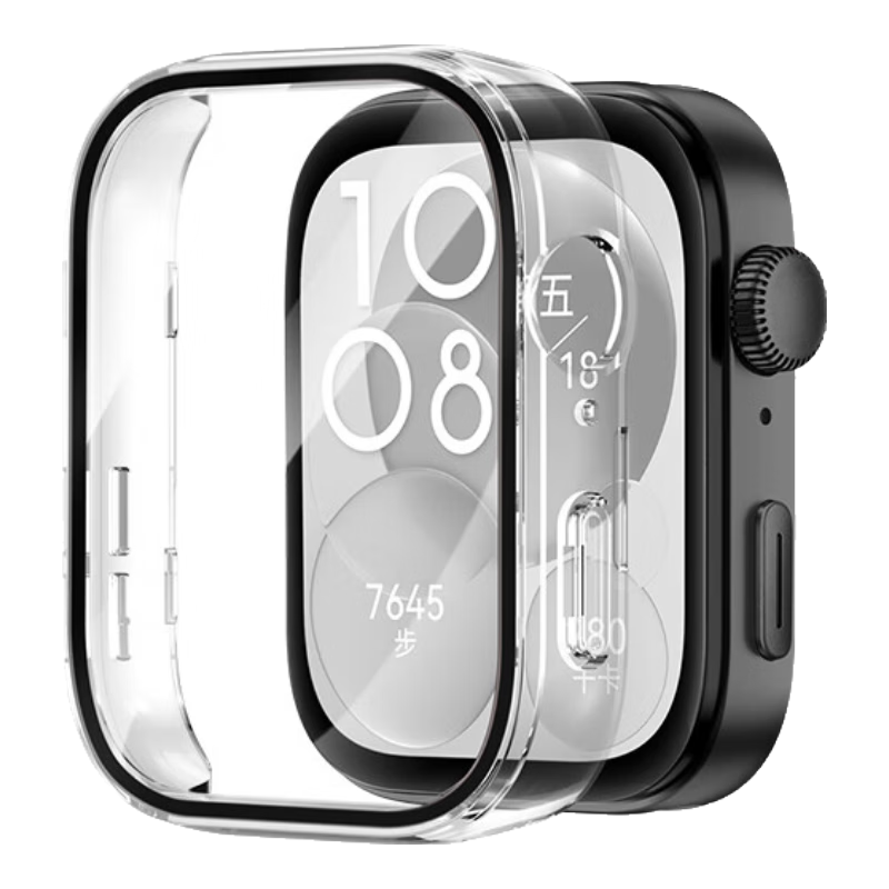 Weiqiantu Compatible with Huawei WATCH FIT3 Watch Case, Integrated Protective Film, Full Coverage Protection, Full Screen Anti-Drop | Dark Shadow Series [Transparent]