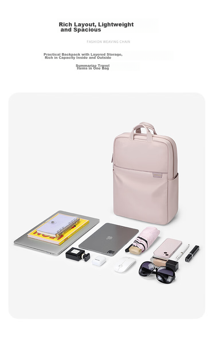 GOLF Backpack for Women, 14/15.6-Inch Apple Laptop Hidden Handheld Computer Bag, Women's Schoolbag, Business Travel 14