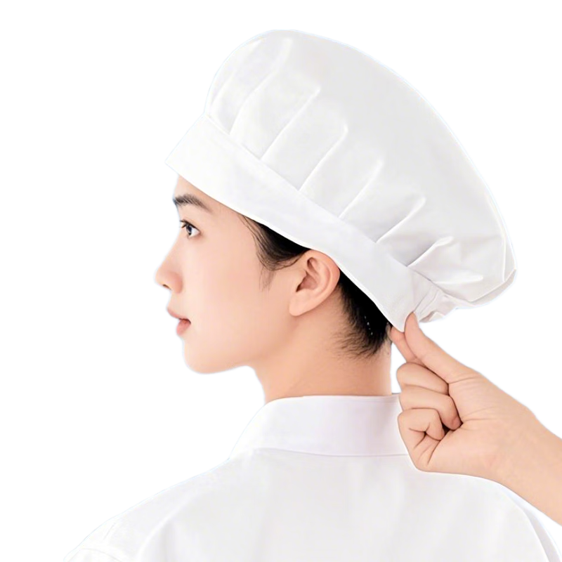 BAIGE Dustproof Chef Hat Women's Restaurant Oil Smoke Resistant Breathable Non-slip Work Cap Fabric Hat 2 Pieces CW119036