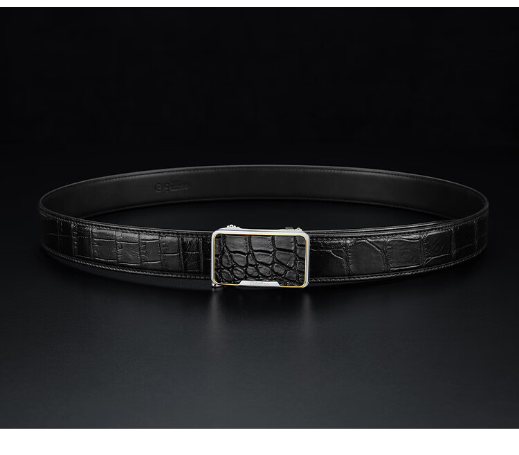 Goldlion Leather Belt, Alligator Skin, Stainless Steel Buckle, High-End Wooden Gift Box, Birthday Present 2