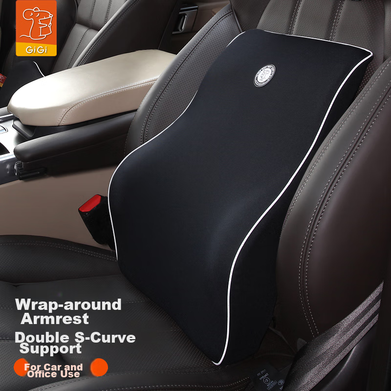 GiGi Car Lumbar Support Memory Foam Cushion Backrest Pillow for Car, Office, And Home Use