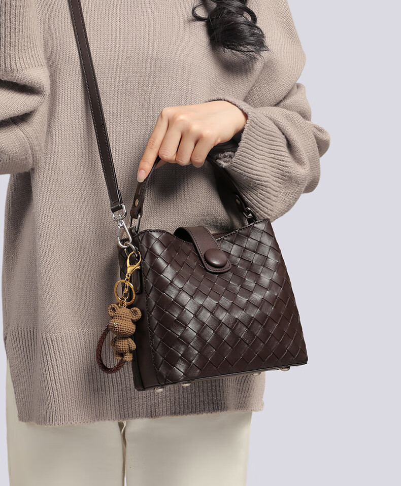 Aiqinghai Leather Handbag, Women's Crossbody Bucket Bag, Shoulder Tote Bag, Stylish Birthday Mother's Day Gift, Practical Present for Mom 1