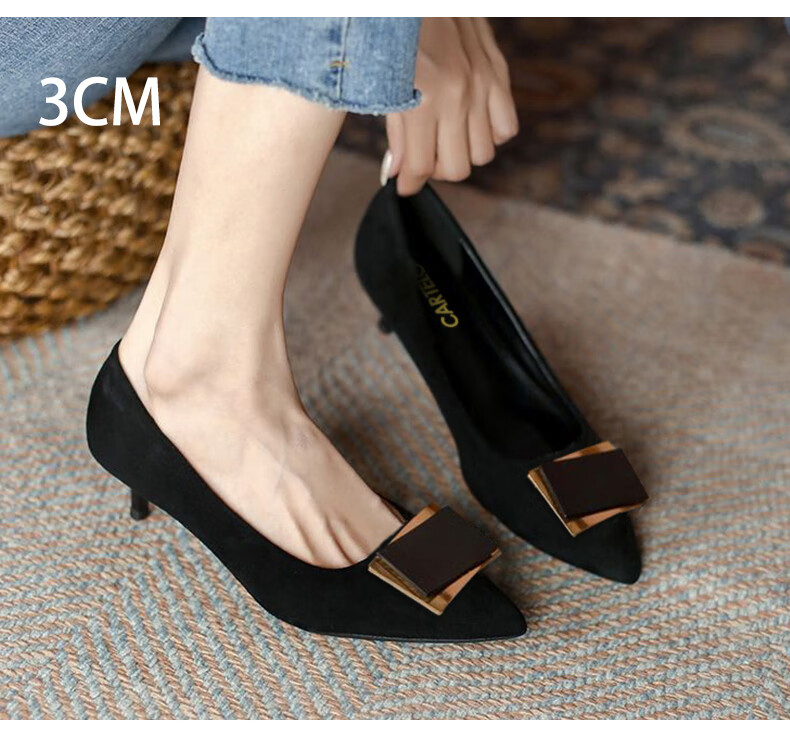 CARTELO Thin Heel High Heels, Comfortable Black Shoes, KCC-6688 Black (3cm), Size 33 12