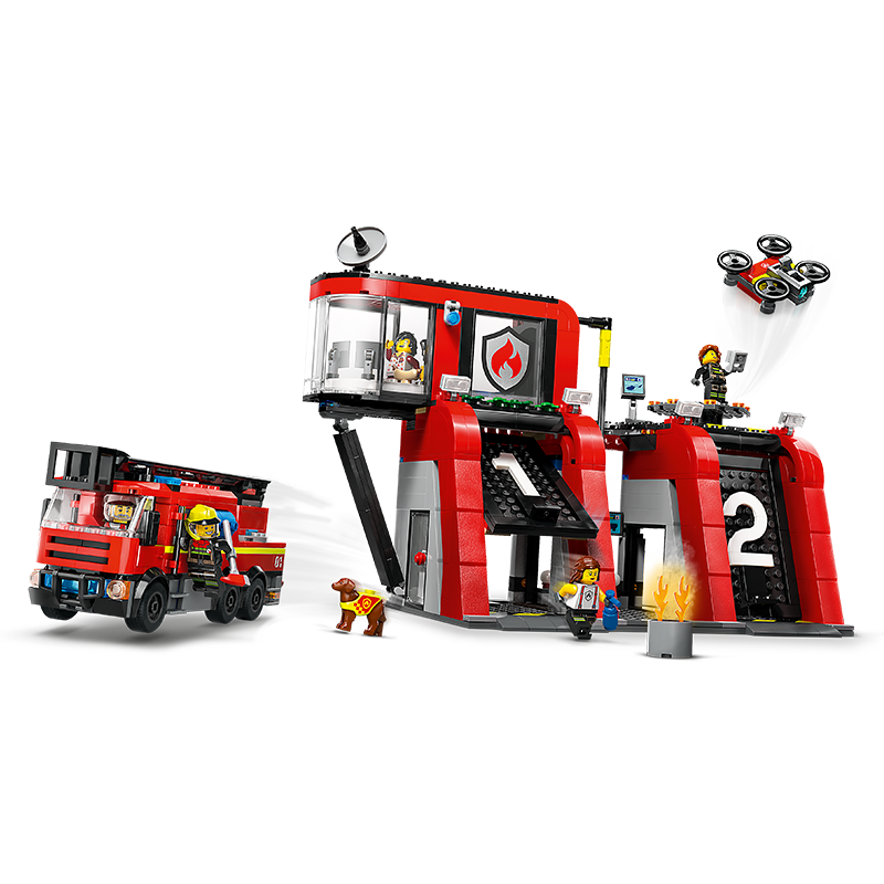 LEGO City 60414 Modern Fire Station, Building Blocks Toy for Boys And Girls, Children's Birthday Gift, Home Decoratio