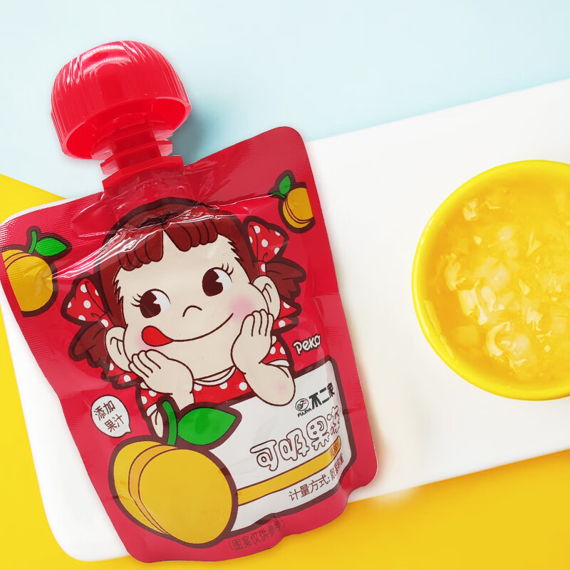 不二家 香橙味+黄桃味可吸果冻 156g（1对）儿童礼物 休闲零食 解馋果冻