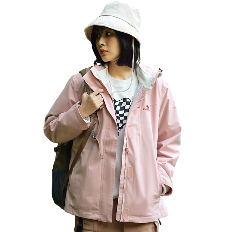 CAMEL Women's Three-In Jacket with Detachable Fleece Inner Layer, Thickened Windproof And Waterproof, U1W1TR342