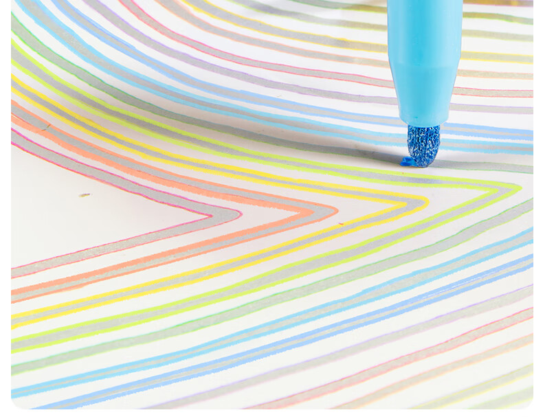 Merry Childhood 【Popular Item】Sparkling Outline Pen Children's Fluorescent Pen Curved Pen Kindergarten Primary School Handwritten Report Special Border Marker Highlight Marker 6-Color Set 2