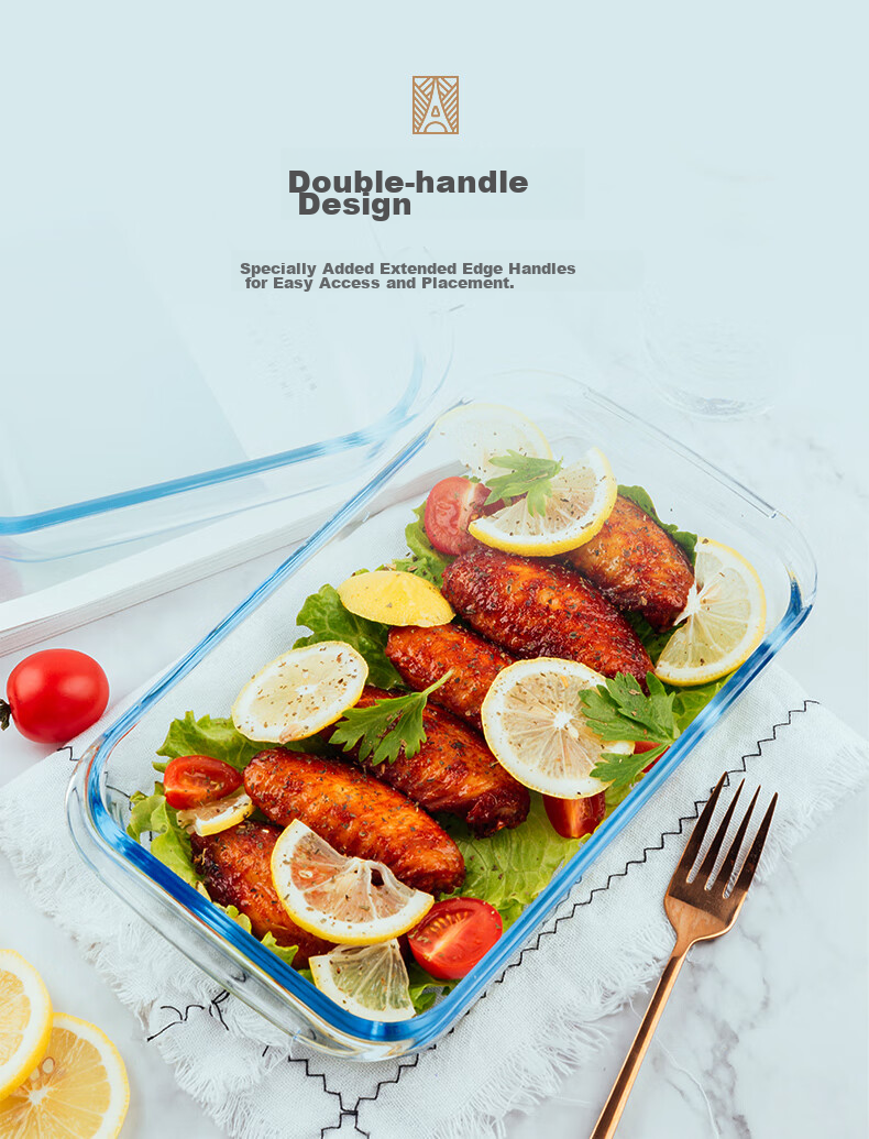 FOR BAKE Square Glass Baking Dish High Borosilicate Heat-Resistant Glass Baking Tray for Oven And Microwave-Safe Serving Dish 2