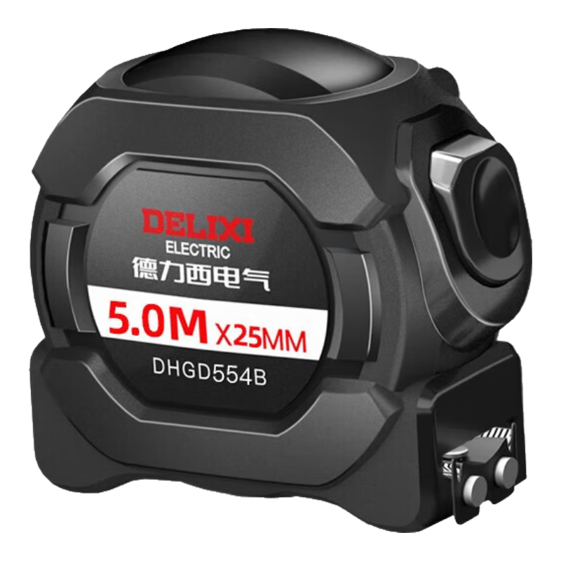 DELIXI ELECTRIC Steel Tape Measure 5m x 25mm Durable Anti-Drop High Precision Self-Locking Carpenter Measuring Tape for Home and Renovation