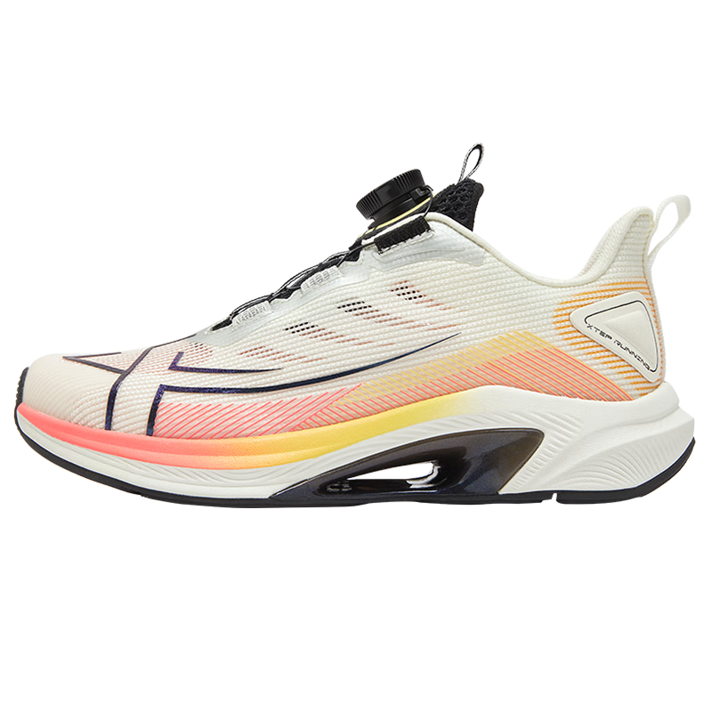 XTEP Children's Shoes, Dehydrogenated Wind 1.0 Boys' Shock-Absorbing Breathable Mesh Running Shoes, Sail White/silver, Size 39