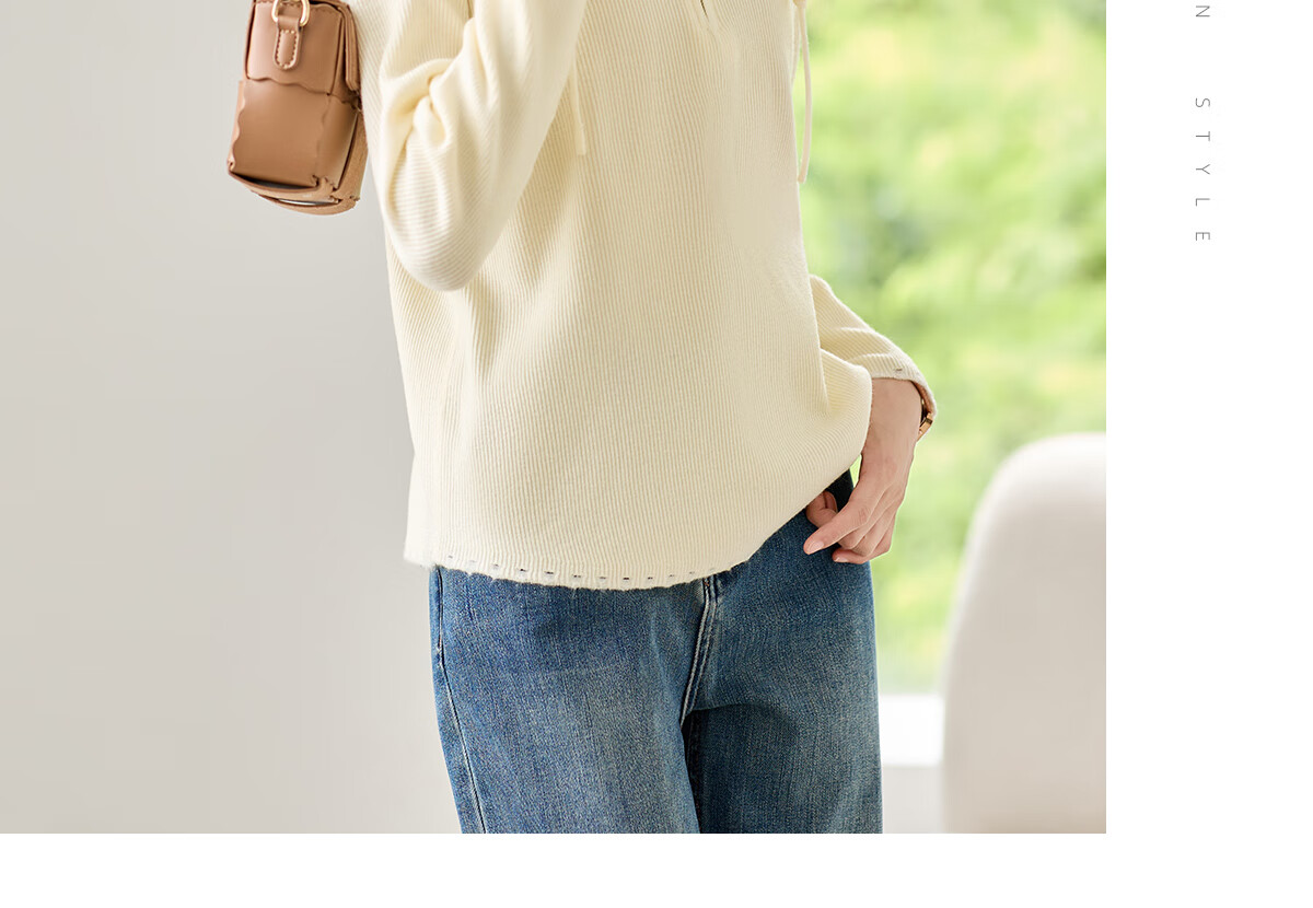 Chushen Women's Hooded Knit Sweater with Drawstring Half-Zip, Fashionable Casual Pullover Top S143Z3012 24
