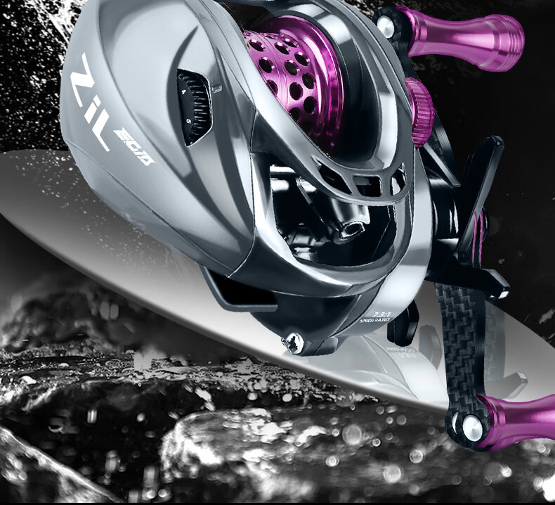 Erciyuan Lure Water Drop Reel, Lightweight Micro-Fishing Line Reel, Long-Distance Casting Magnetic Brake Anti-Explosion Fishing Reel, Purple Dragon, Right-Handed 2