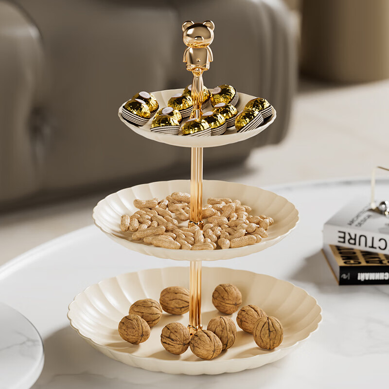 YIJUKE [3-Tier] Luxury Fruit Plate, Living Room Coffee Table Snack Tray, Candy Dish, Dried Fruit And Pastry Stand, Dessert Serving Tray