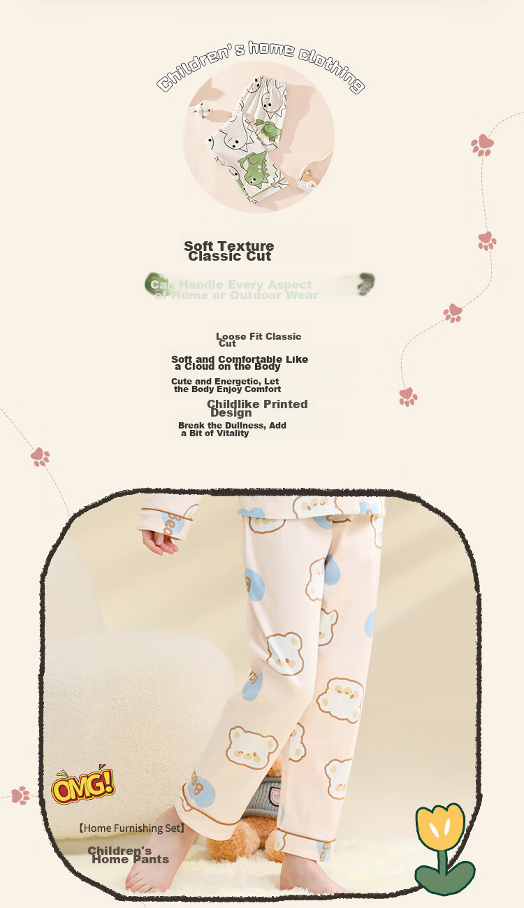 LangSha Children's Pajamas, Girls' Pure Cotton Sleep Pants, All-Season, for Middle And High School Students, Teenage Girls, Home Wear Pants, Baby Long Pants 2