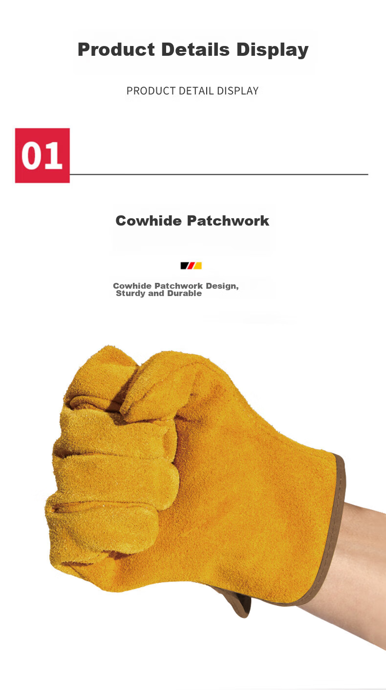 Maozheng Leather Welding Gloves, Welding Heat-Resistant Anti-Scalding Wear-Resistant Work Gloves, Short Yellow, 1 Pair 6