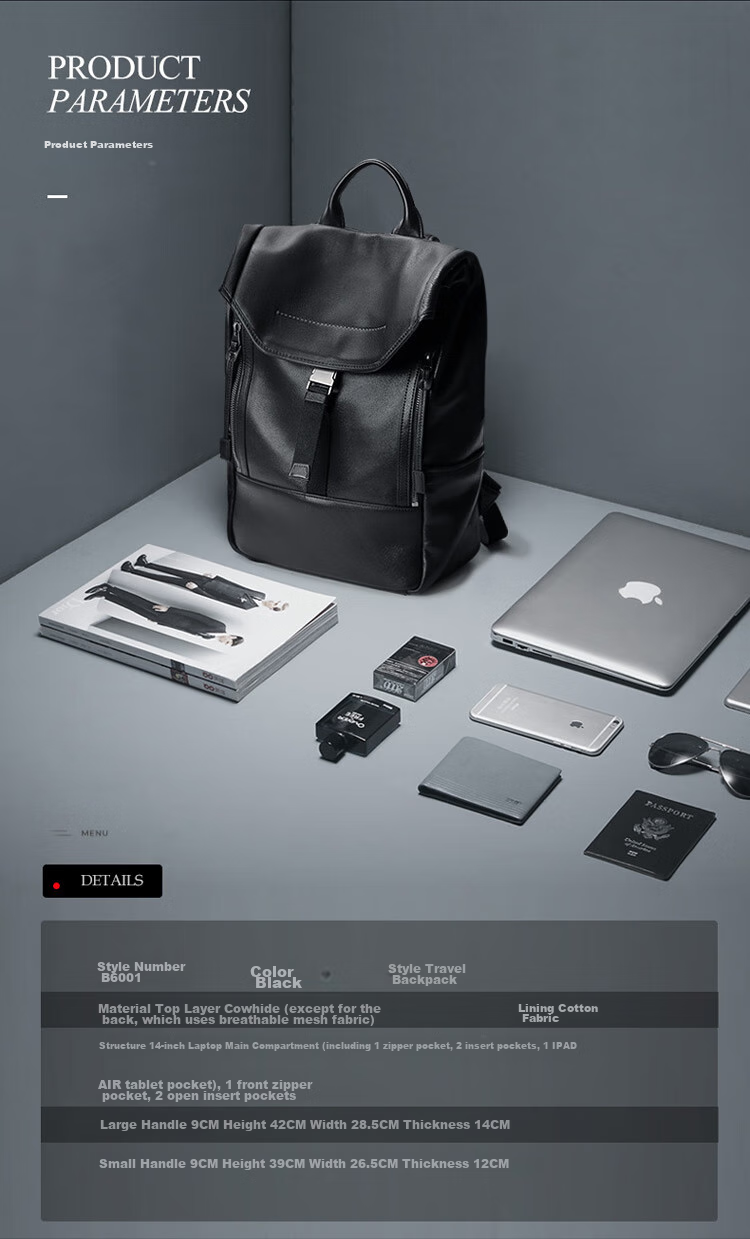 BVP Genuine Leather Backpack for Men, Top-Grain Cowhide Business Bag, British Style Fashion Laptop Bag, Birthday Gift 6