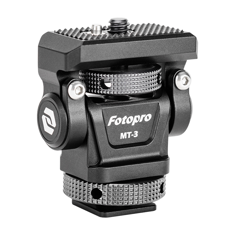 Fotopro MT-3 Monitor Base, Damping Metal Bracket, DSLR Camera Universal Mirrorless External Cold Shoe Snail Gimbal, Gray