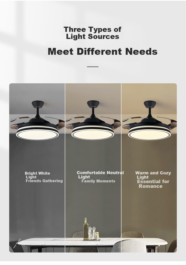 HD LED Ceiling Fan Light for Bedroom, Dining Room, Zhongshan Lighting, 26 New Models, Timer, Remote Control, Installation Included 13