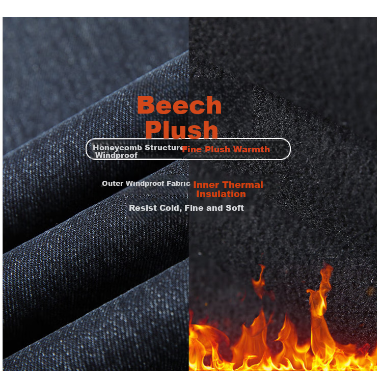 Dme [Fleece-Lined Slim Straight-Leg Pants] Winter Slim Straight-Leg High-Waist Elastic Fleece Wide-Leg Jeans for Wome 5