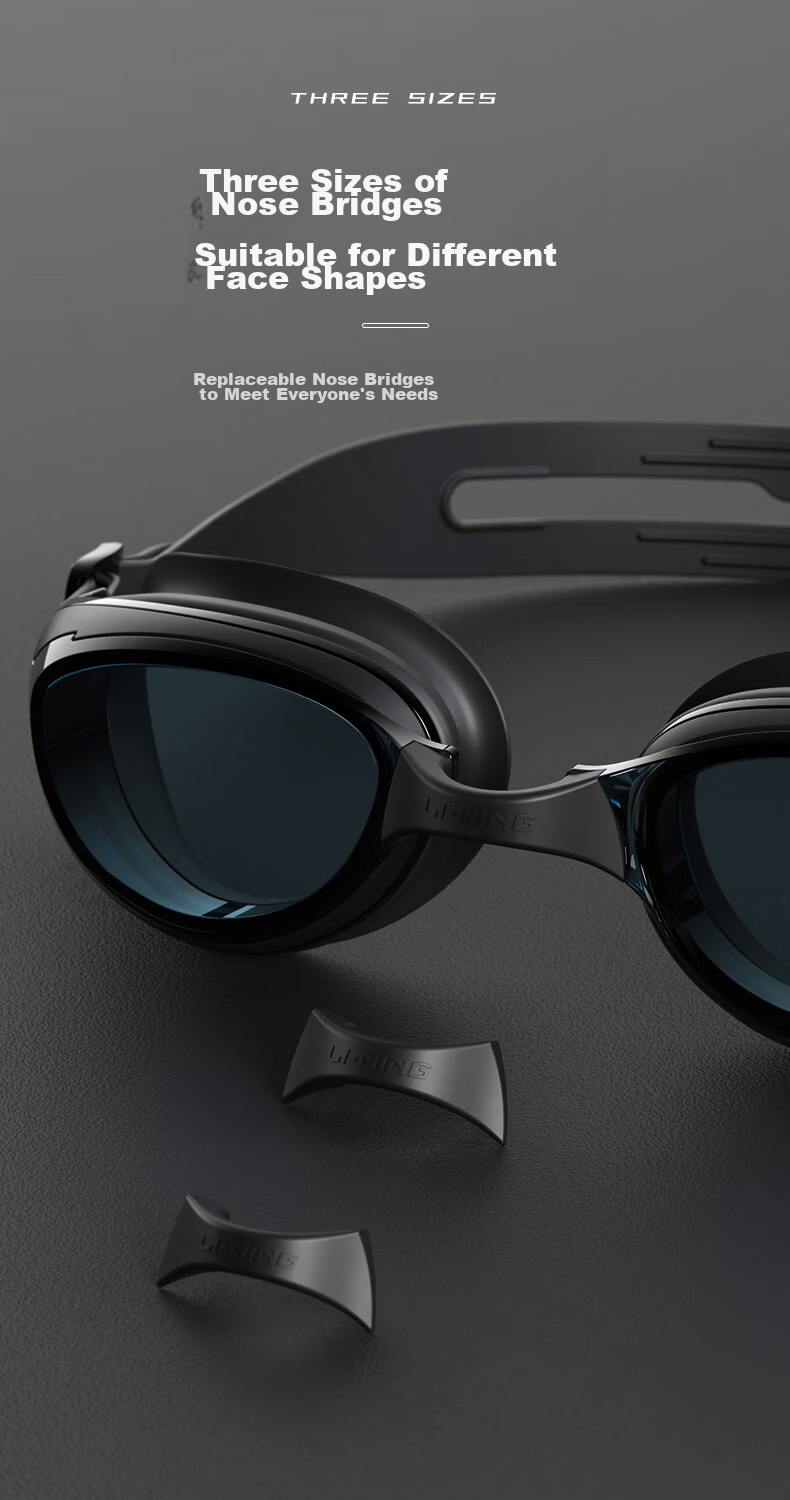LI-NING Myopia Swimming Goggles, Waterproof Anti-Fog High-Definition Swim Glasses for Men And Women, Specialized for Nearsightedness, LNJT224-12 Black 450 Degrees 6
