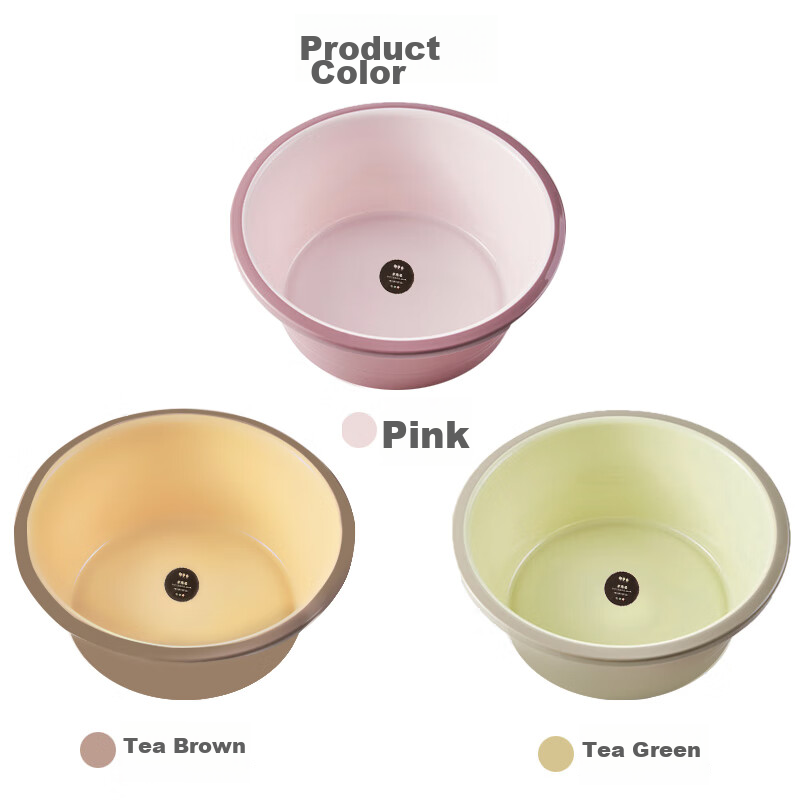 Fuaijia Extra Thick 38cm Washbasin, Laundry Basin, Foot Washing Basin, Vegetable Washing Basin, Student Basin, Foot Soaking Basin, Bucket, Pink, 1 Piece 3