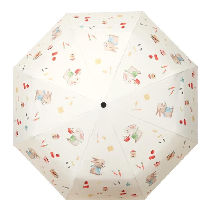 C'mon, Sun Protection Umbrella, Five-Fold Sunshade for Women, UV-Resistant Pocket Umbrella, Rain Or Shine Umbrella, Rabbit Kitchen Five-Fold Umbrella