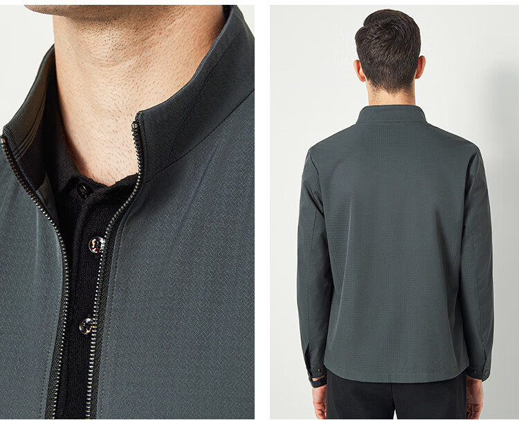 FIRS [Subtle Texture] Men's Jacket, Spring And Autumn Business Casual Simple Versatile Solid Color Stand-Up Collar Cardigan Menswear 2