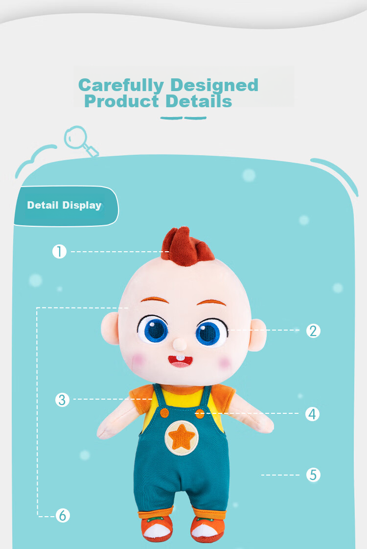 BabyBus JoJo Plush Toy Mia Doll 0-3 Years Old Children's Princess Doll 14
