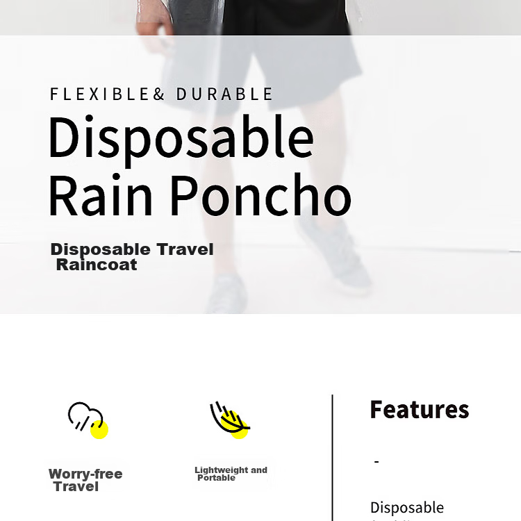 Lehuolvxing Disposable Raincoat, Thickened Adult Hiking Outdoor Concert All-In Full-Body Heavy Rain Protection Poncho, Long Style with Large Brim 2