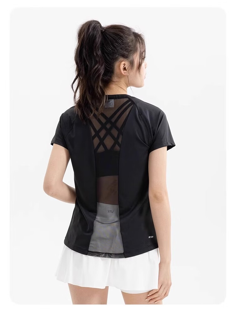 Li-Ning Yoga Wear for Women, Mesh Back Short-Sleeve Top, Sports Running Fitness Clothing, Fashionable And Slim-Fit 18