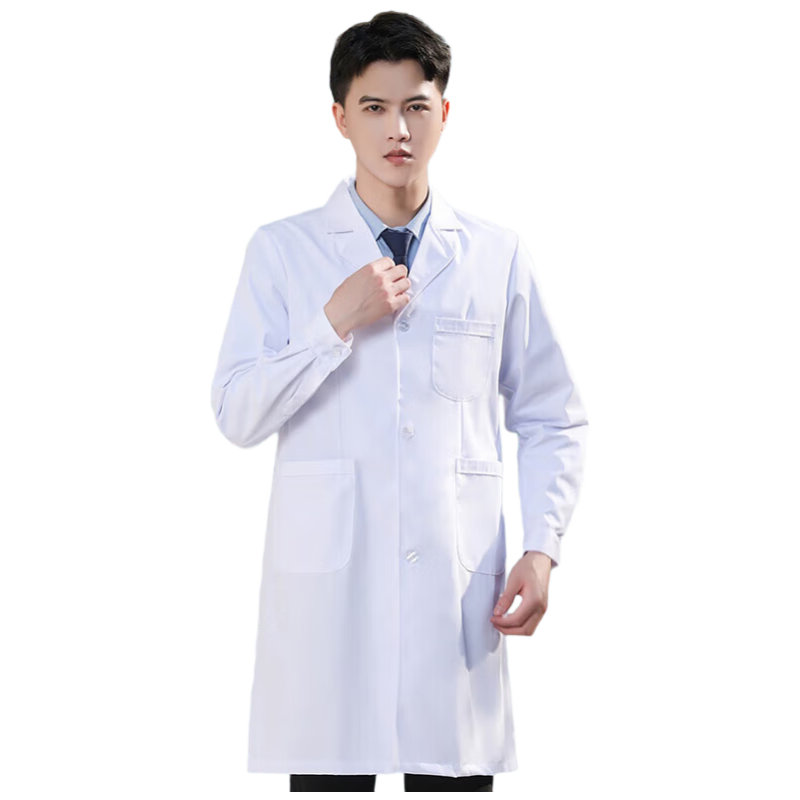Adiya Long-Sleeve White Lab Coat, Size M/piece, Button-Up Style, Customizable, Chemical Experiment Workwear Protective Clothing