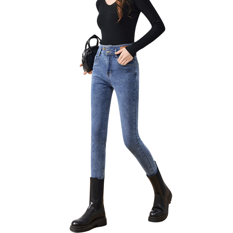 LangSha Women's High-Waist Skinny Stretch Denim Jeans Spring Autumn Slim Fit Pencil Pants