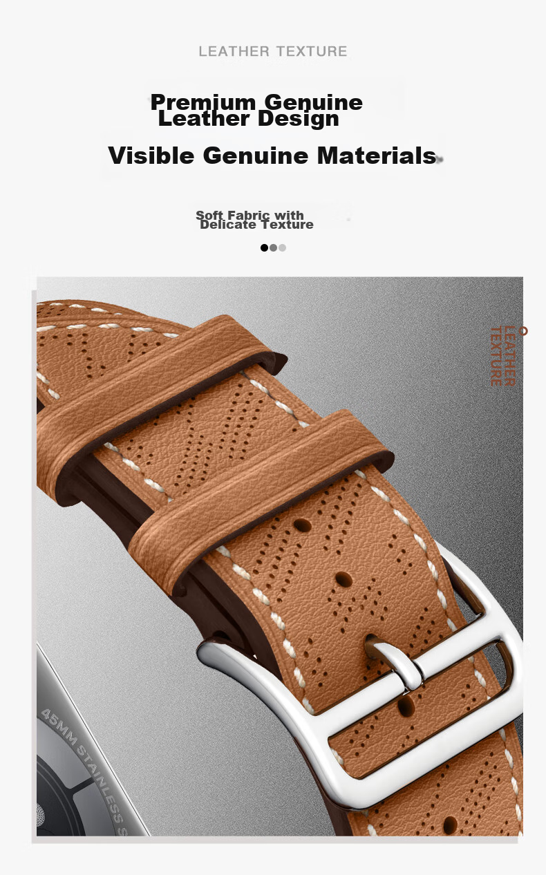 Weiqiantu [Genuine Leather Watch Strap] Compatible with Apple Watch Series 12/11 Strap, Genuine Leather Apple IWatch Series 12/11/10/9 Strap, SE3/ultra4/3/2 Men's And Women's Styles 4