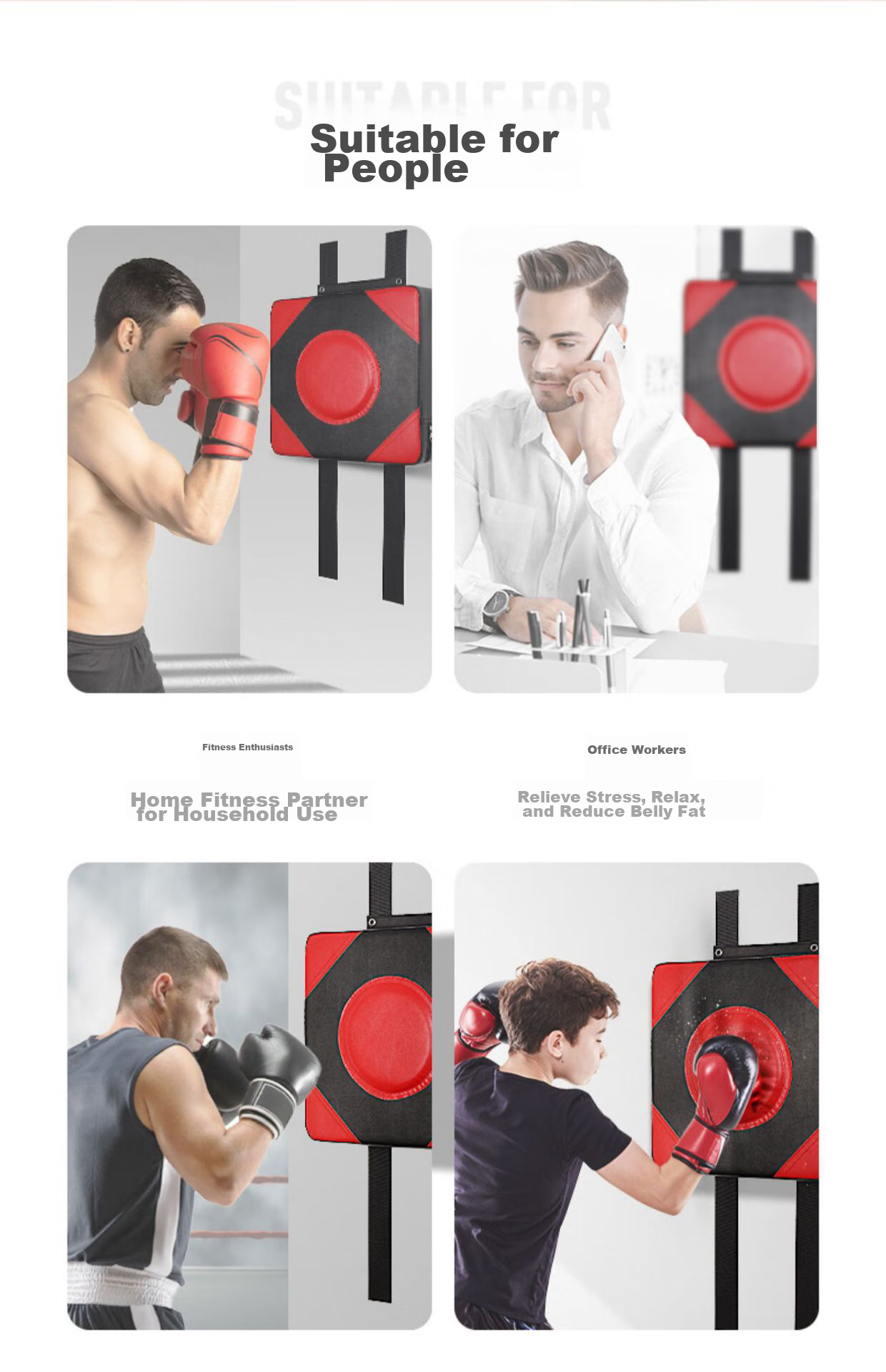 MUAYTHAI DRACULA Boxing Wall Target Training Equipment, Kickboxing Home Indoor Punching Bag, for Adults And Children, Wall-Mounted without Drilling, White 2