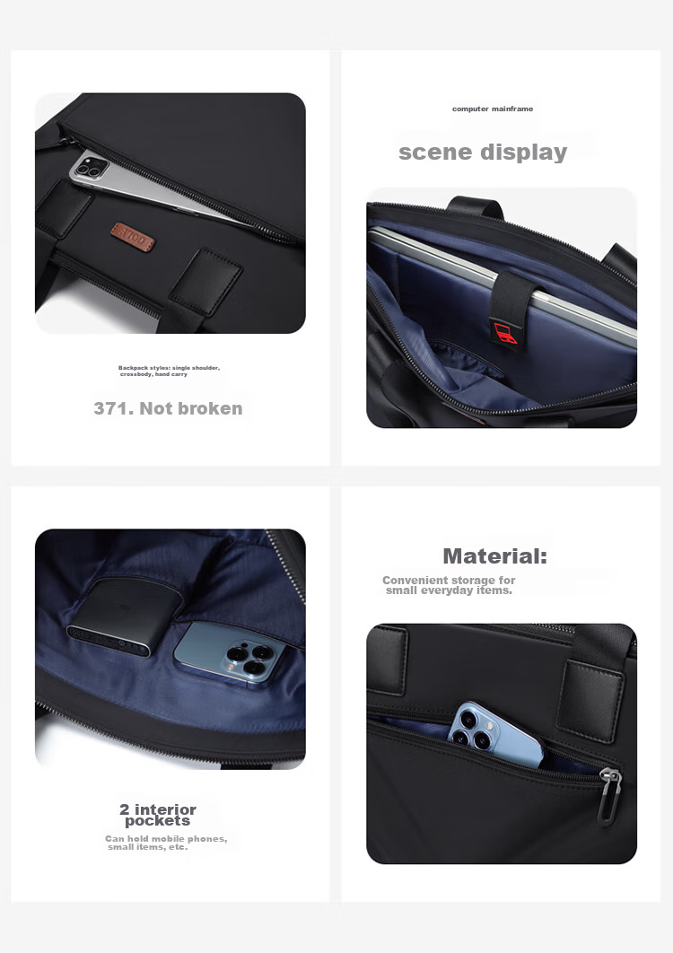 GOLF Business Briefcase, Large Capacity Handbag for Men, 15-Inch Laptop Bag, Lightweight Casual Shoulder Crossbody Bag, Horizontal Style Briefcase, 5I768317J, Gray 9